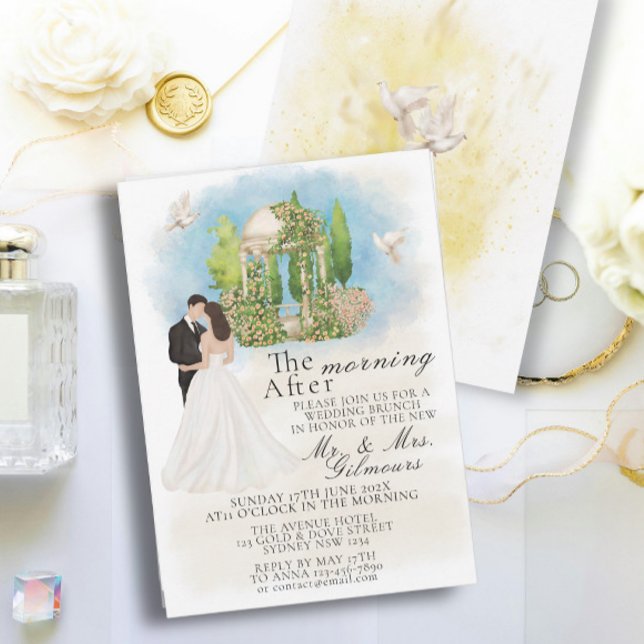 Elegant Morning After Gazebo Bride&Groom doves Invitation (Creator Uploaded)