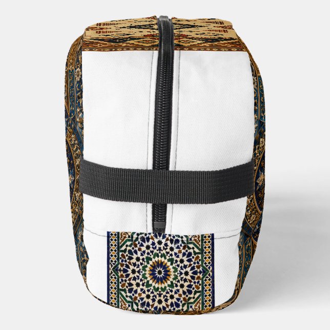 Elegant Moroccan Geometric Mosaic Pattern Toiletry Dopp Kit (Left)