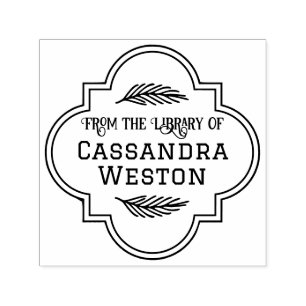 Elegant Moroccan Quatrefoil Frame Library Book Nm Self-inking Stamp