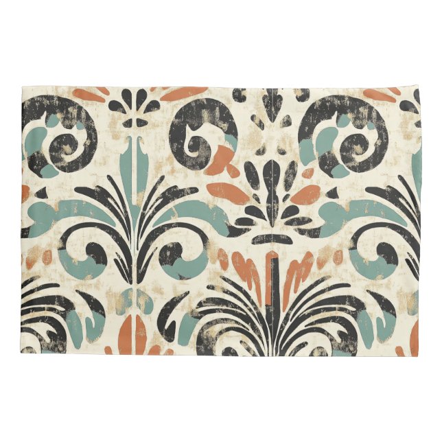 Elegant Moroccan Spanish Tile Pattern Pillowcase (Back-Left)