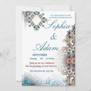 Elegant Moroccan Tile Wedding Invitation