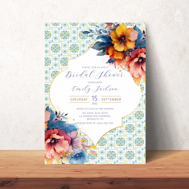 Elegant Moroccan Tiles Floral  Invitation (Creator Uploaded)