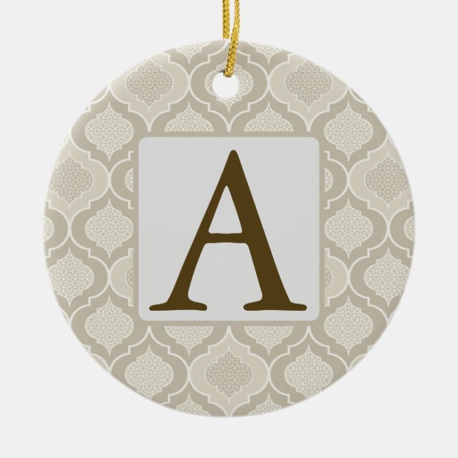 Elegant Moroccan Trellis Pattern in Neutral Tones Ceramic Ornament (Front)