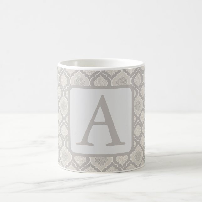 Elegant Moroccan Trellis Pattern in Neutral Tones Coffee Mug (Center)