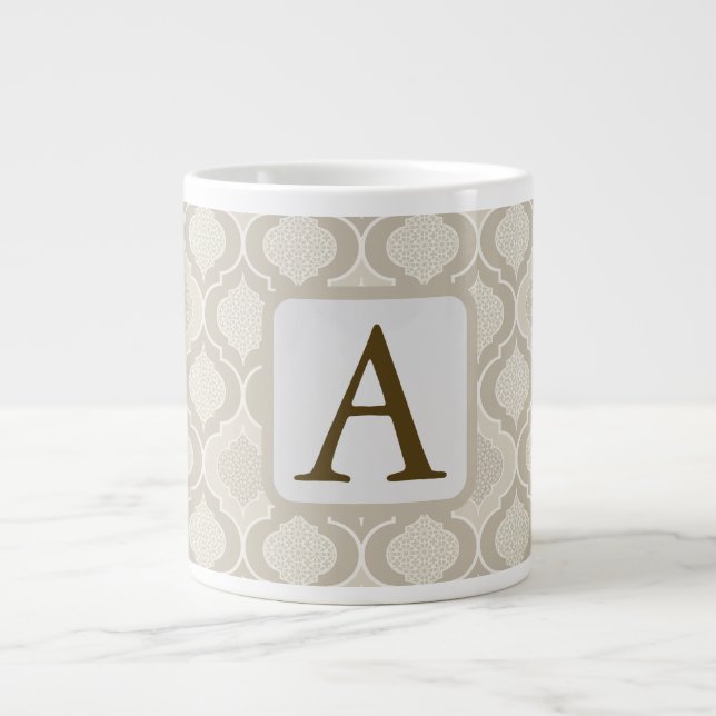 Elegant Moroccan Trellis Pattern in Neutral Tones Large Coffee Mug (Front)