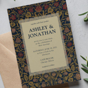 Elegant Morris Violet & Columbine Pattern Wedding Invitation