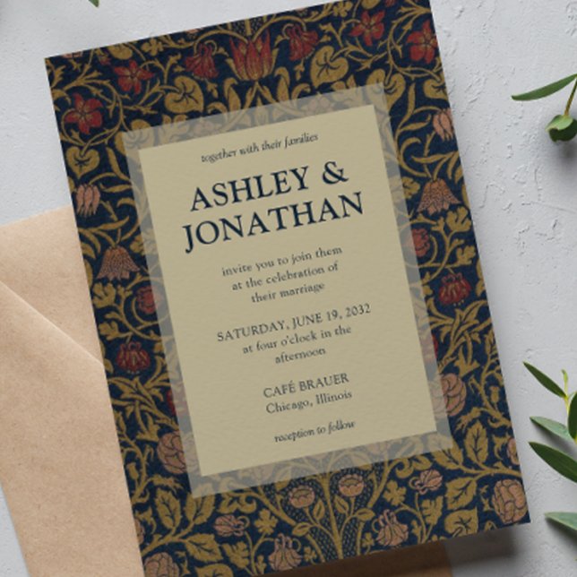 Elegant Morris Violet & Columbine Pattern Wedding Invitation (Creator Uploaded)