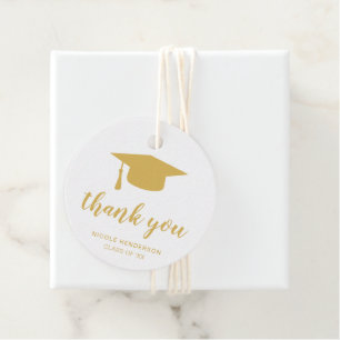 Elegant Mortar Board Thank You Gold Graduation Favour Tags