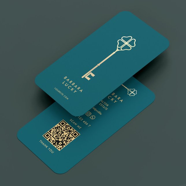 Elegant Mortgage Broker Dark Teal Gold Key Business Card (Elegant Mortgage Broker Dark Teal Gold Key Business Card
)