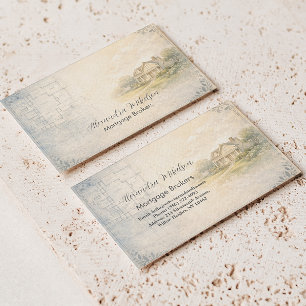 Elegant Mortgage Broker Home Blueprint Branding Business Card