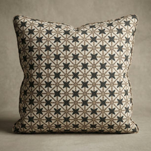 Elegant Mosaic Black & Beige Geometric Pattern Fabric