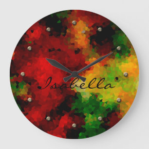 Elegant, mosaic pattern, multi-coloured, abstract large clock