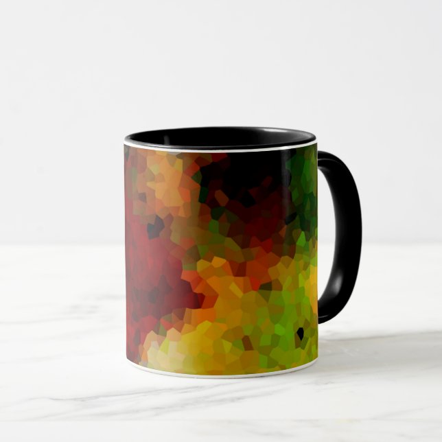 Elegant, mosaic pattern, multi-coloured, abstract mug (Front Right)