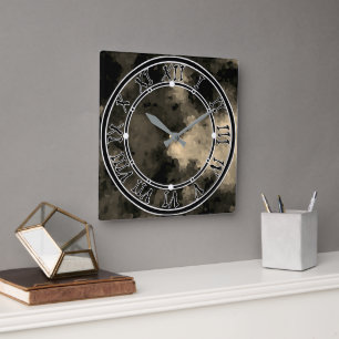 Elegant, mosaic pattern, multi-coloured, abstract square wall clock