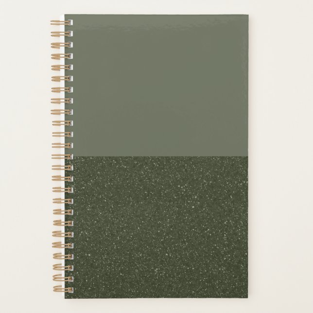 Elegant Moss Green Custom Planner with Textured (Front)
