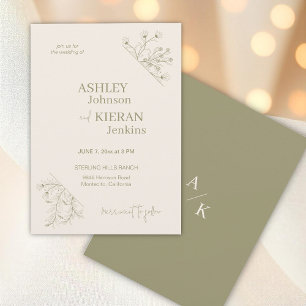 Elegant moss green wedding invitation