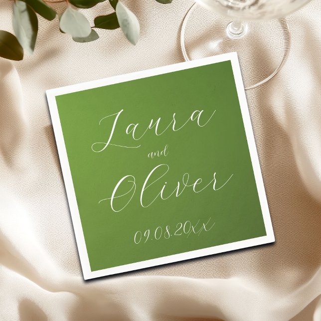 Elegant Moss Green Wedding Napkin (Creator Uploaded)