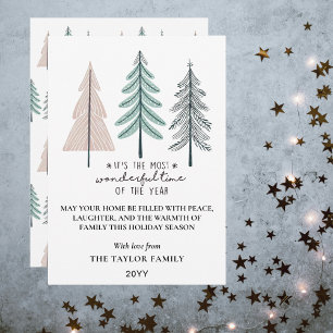 Elegant Most Wonderful Time Christmas Trees Holiday Card