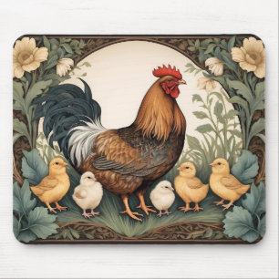 Elegant Mother Hen With Chicks Mouse Pad
