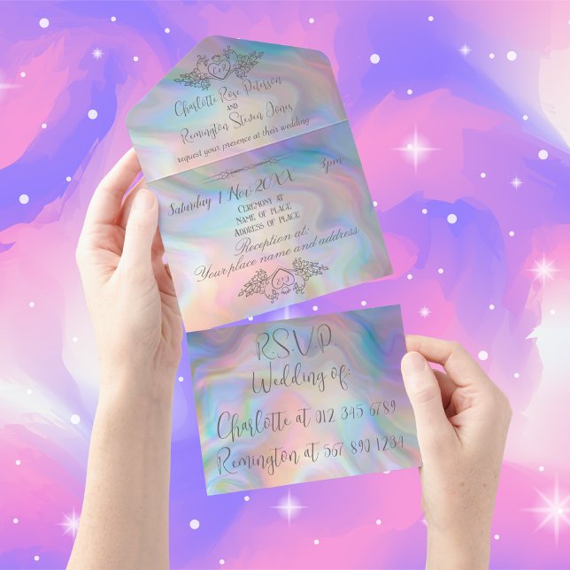 Elegant Mother-of-Pearl Colourful Wedding All In One Invitation (Creator Uploaded)