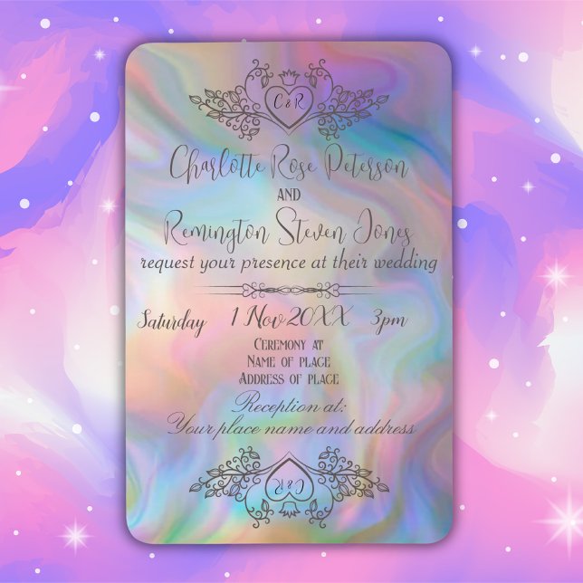 Elegant Mother-of-Pearl Colourful Wedding Invite  Magnet (Creator Uploaded)