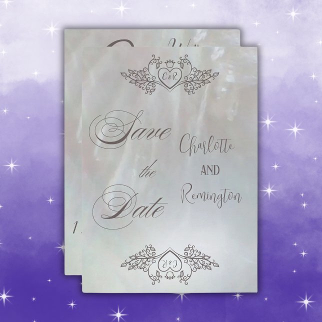 Elegant Mother-of-Pearl Lilac/Grey Save the Date  Invitation (Creator Uploaded)