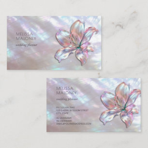 Elegant Mother-of-Pearl Lily Business Card