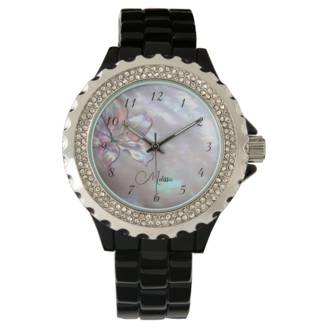 Elegant Mother-of-Pearl Lily Watch (Front)