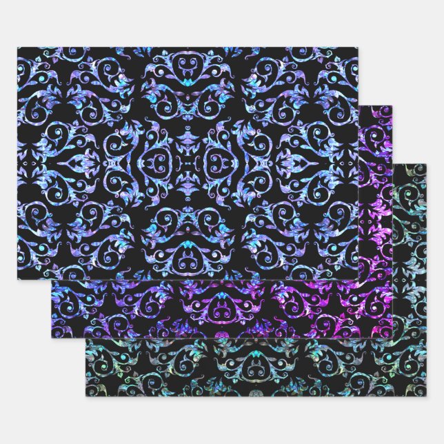 Elegant Mother Of Pearl Motif Wrapping Paper Sheet (Set)