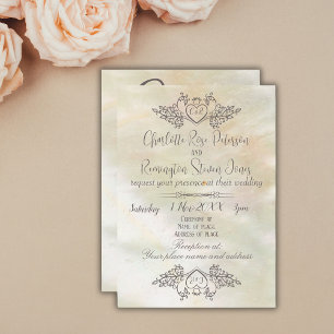 Elegant Mother-of-Pearl Peach Wedding Invitation