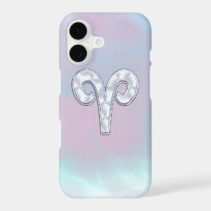 Elegant Mother of Pearl Style Aries Zodiac Symbol