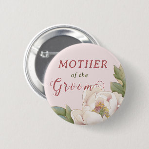 Elegant Mother of the Groom Blush Pink Floral But 6 Cm Round Badge