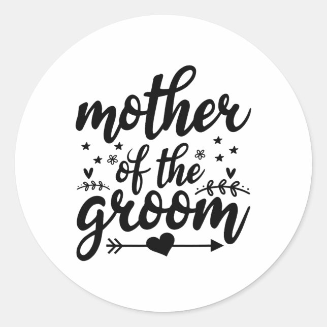 Elegant Mother Of The Groom Wedding Marriage Mum  Classic Round Sticker (Front)