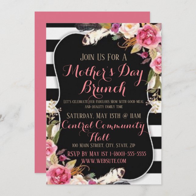 Elegant Mother’s Day Brunch Invitation Flat Card (Front/Back)