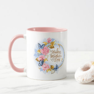 Elegant Mother’s Day I Pink Rose & Blue Butterfly Mug