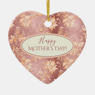 Elegant Mother’s Day Keepsake Heart Damask Ceramic Ornament