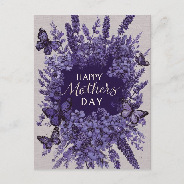 Elegant Mother's Day Card with Purple Lavender  (Front)