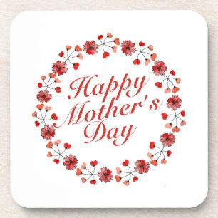 Elegant Mother's Day Floral Wreath Coaster