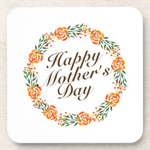 Elegant Mother's Day Floral Wreath   Coaster