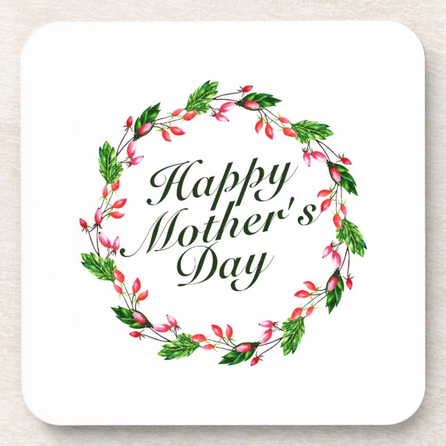 Elegant Mother's Day Floral Wreath | Coaster (Front)