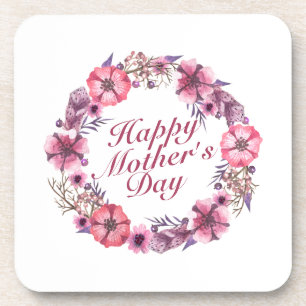 Elegant Mother's Day Floral Wreath Coaster
