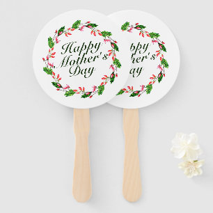 Elegant Mother's Day Floral Wreath   Hand Fan