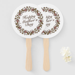 Elegant Mother's Day Floral Wreath   Hand Fan