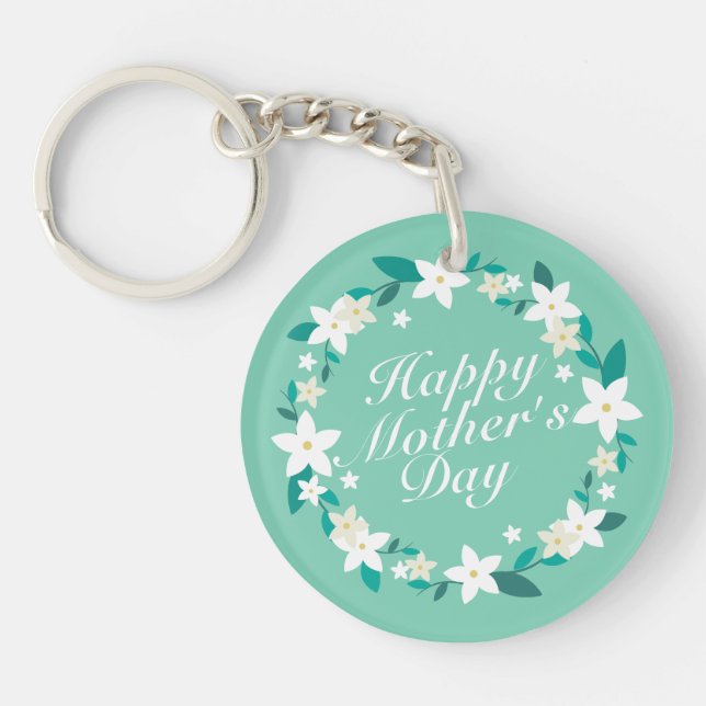 Elegant Mother's Day Floral Wreath | Keychain (Front)