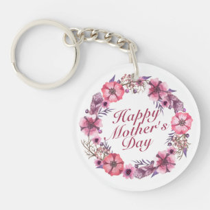 Elegant Mother's Day Floral Wreath Keychain