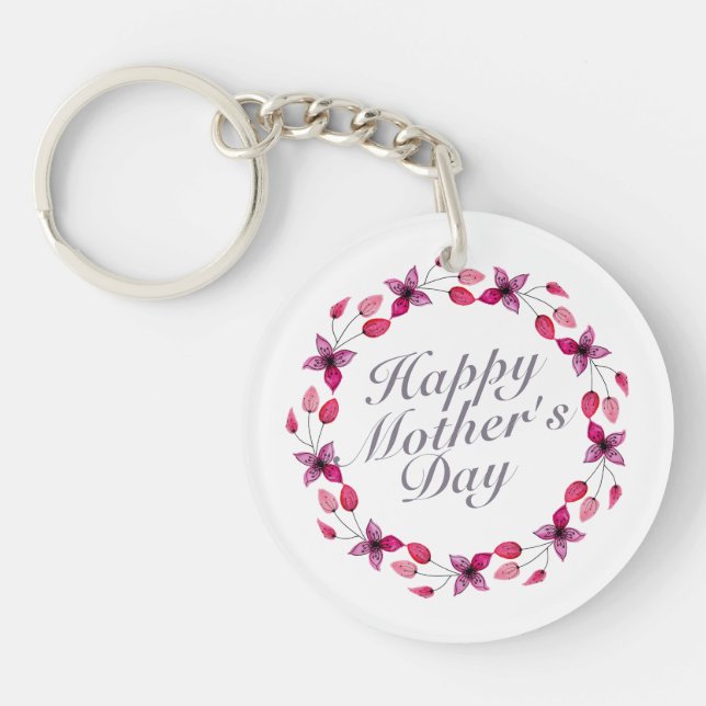 Elegant Mother's Day Floral Wreath | Keychain (Front)