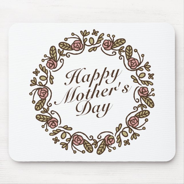 Elegant Mother's Day Floral Wreath | Mousepad (Front)