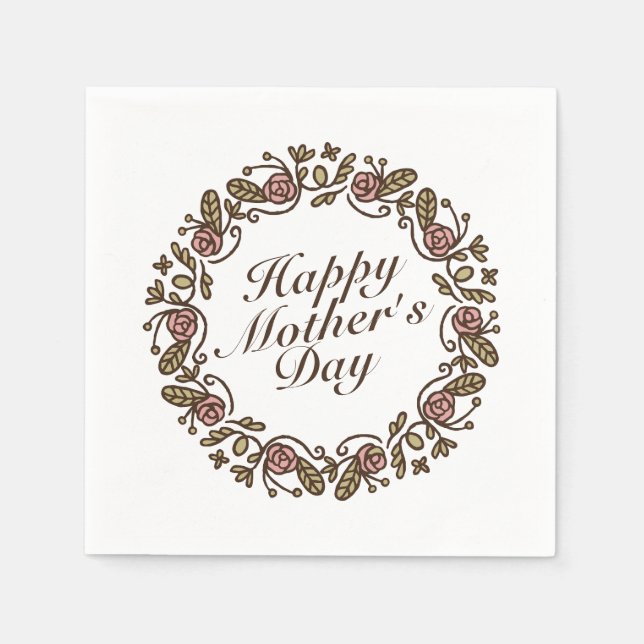 Elegant Mother's Day Floral Wreath | Napkin (Front)