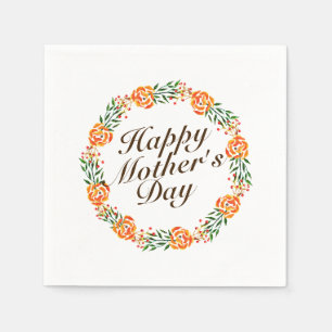 Elegant Mother's Day Floral Wreath   Napkin