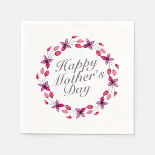 Elegant Mother's Day Floral Wreath Napkin